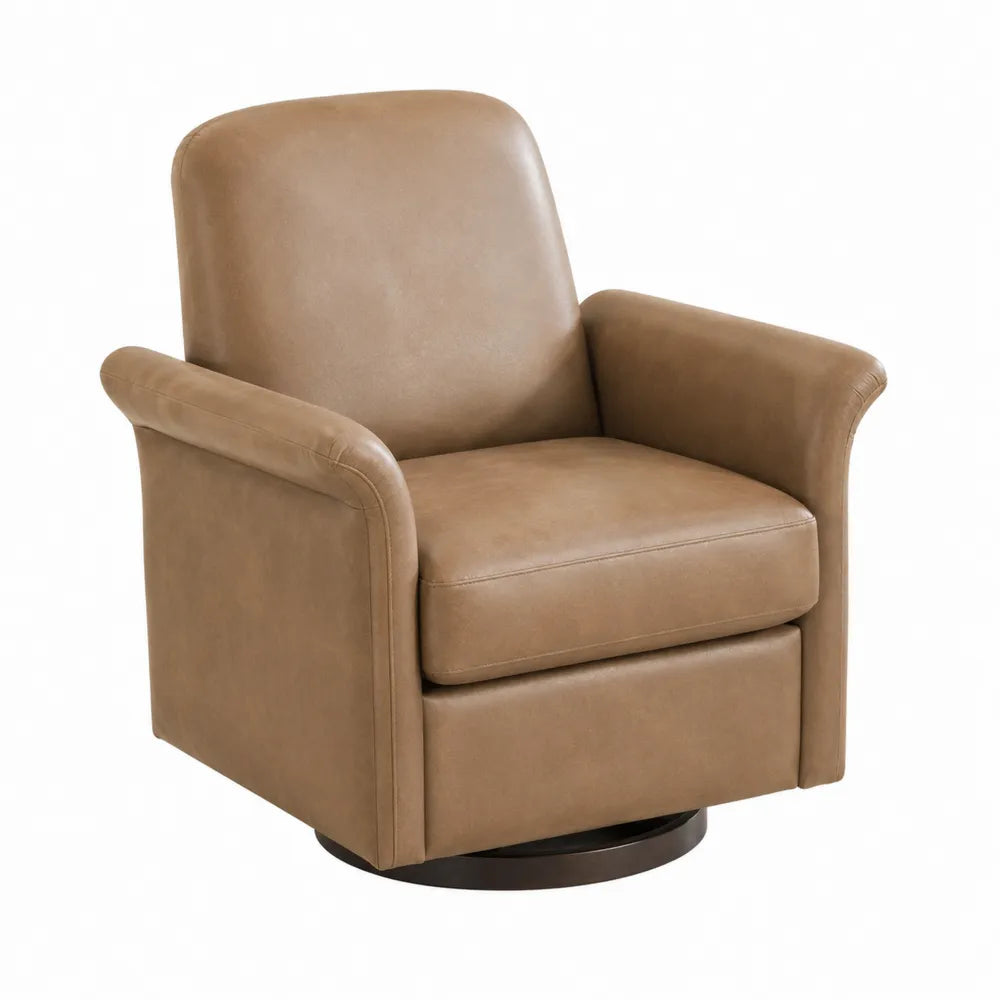 PU Leather Swivel Armchair Brown 90cm