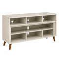 White Wood TV Stand with Shelves