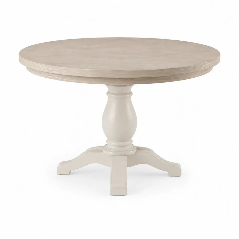 Round Wooden Dining Table with Pedestal Base Beige 120cm