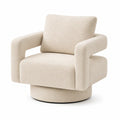 Boucl¨¦ Fabric Swivel Accent Chair Beige 80x90x85 cm