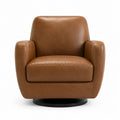Brown Faux Leather Swivel Chair with Metal Base