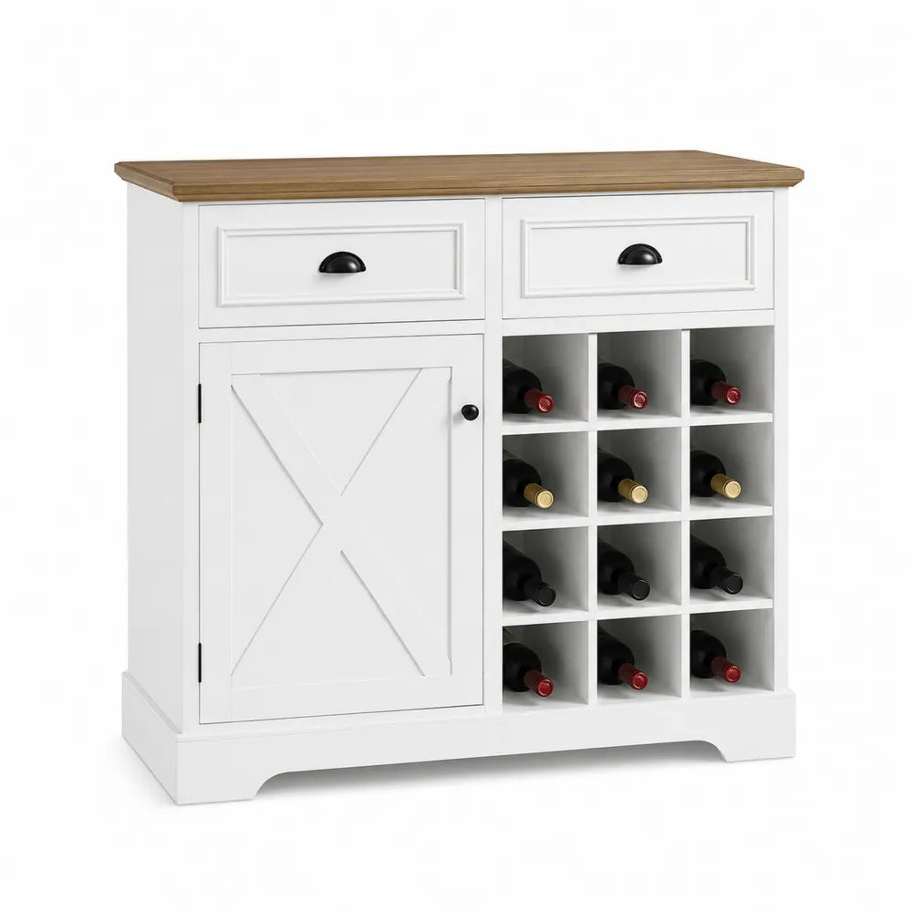 Wooden Sideboard Buffet with Storage Cabinet and Wine Rack
