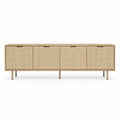 Rectangular Wood TV Stand with Rattan Panel Doors 180 cm