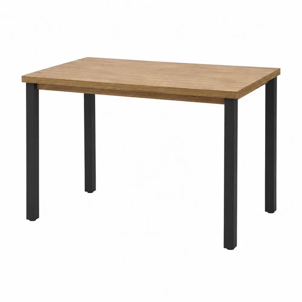Rectangular Dining Table with Oak Veneer and Steel Frame 120x75x75 cm