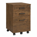 3-Drawer Wood Mobile File Cabinet with Lock in Brown