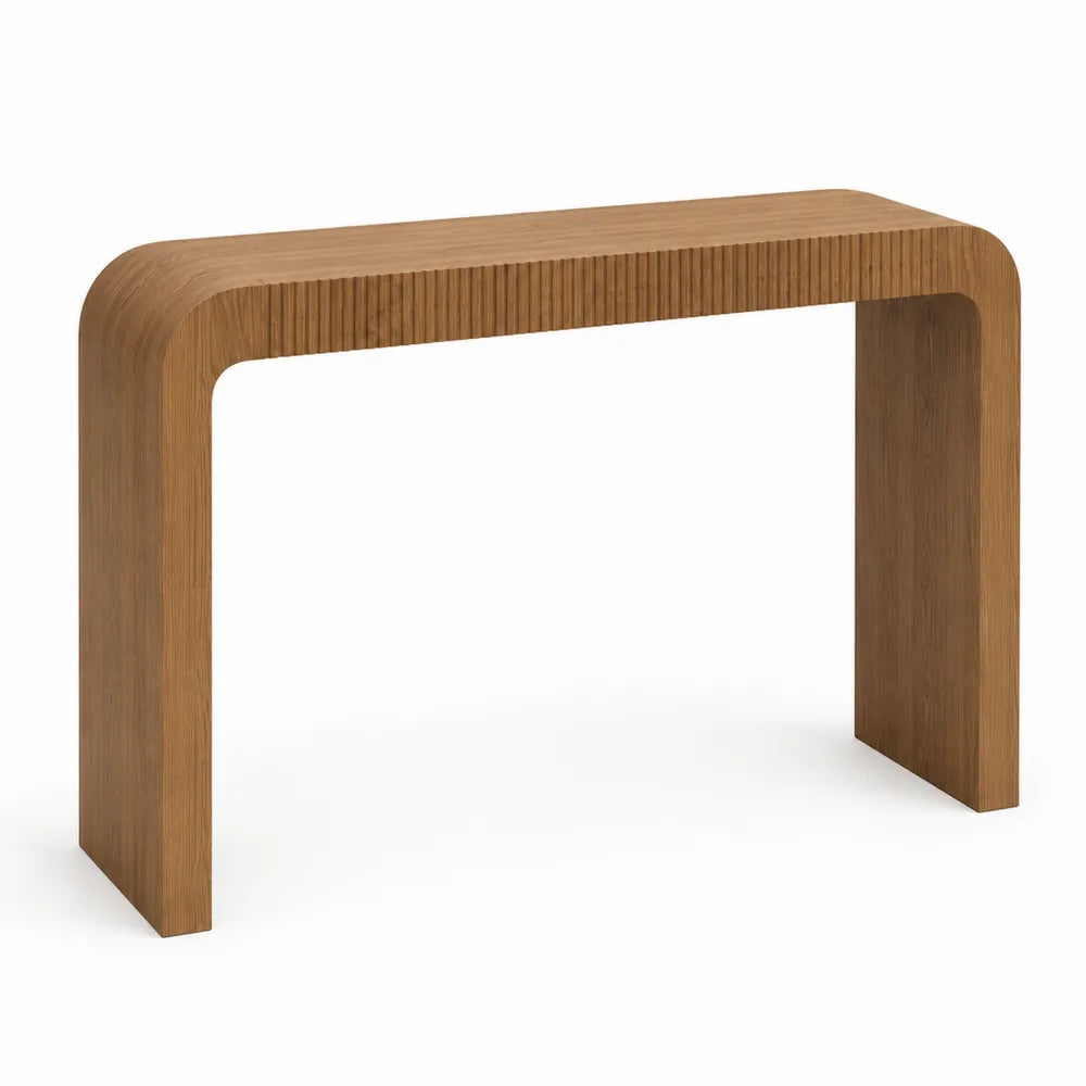 Solid Wood Console Table with Rounded Edges, Oak, 120cm x 30cm x 75cm