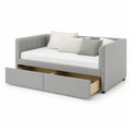 Polyester Upholstered Daybed with Storage Drawers, Gray