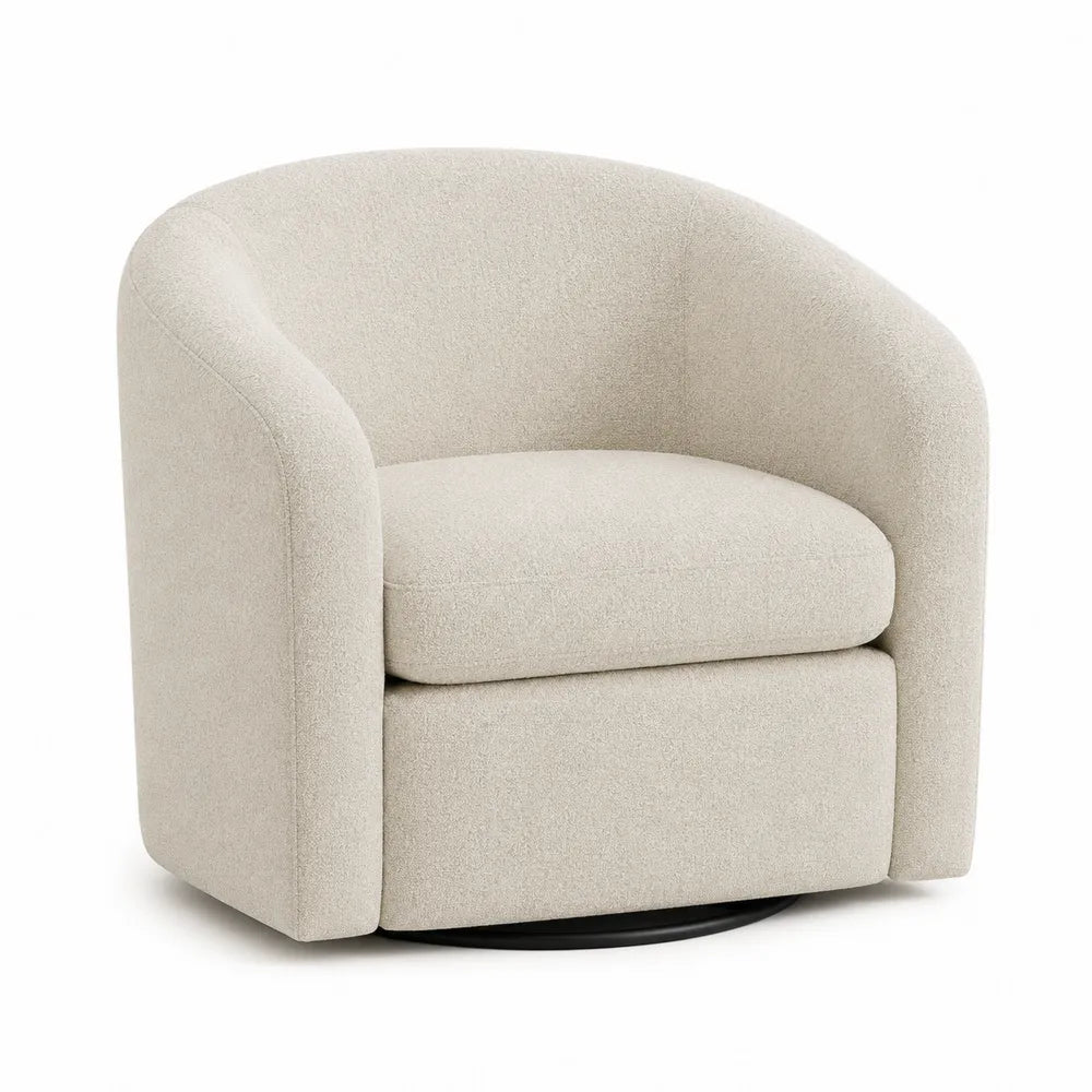 Swivel Barrel Chair Polyester Beige 75cm x 75cm x 80cm