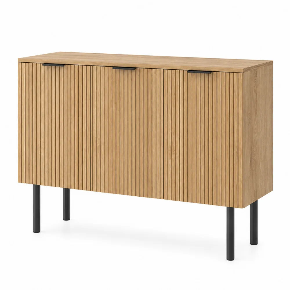 Oak Wood Sideboard with Black Metal Legs 120cm