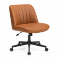 Brown Faux Leather Adjustable Office Chair with Metal Frame