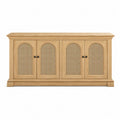 Wood TV Stand with Rattan Doors Natural Finish 180cm