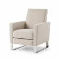 Beige Fabric Armchair with Stainless Steel Legs
