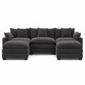 Gray Chenille Fabric Corner Sectional Sofa Set