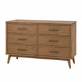 Wooden Dresser with 6 Drawers Oak Finish 120cm x 40cm x 78cm