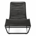 Black Steel Outdoor Lounge Chair with Polypropylene Rope