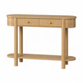 Oval Console Table Solid Wood Natural Finish 120cm x 30cm x 75cm