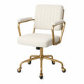 Office Chair with Metal Frame and Linen Fabric in Beige