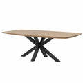 Rectangular Oak Veneer Dining Table with Metal Legs