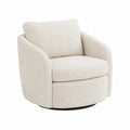 Boucl¨¦ Fabric Swivel Chair with Metal Frame, Beige