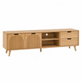 Oak Wood TV Stand with Drawers and Shelves 180cm