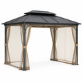Rectangular Steel Gazebo with Aluminum Roof and Tan Polyester Netting 3m x 4m