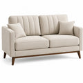 Beige Fabric Loveseat Sofa with Wooden Legs