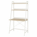 Ladder Desk with Shelves Metal Frame Engineered Wood Surface White 80x50x150 cm