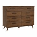Walnut Dresser with 8 Drawers and Metal Handles