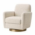 Boucl¨¦ Fabric Swivel Armchair with Metal Base in Beige 32.7in x 31.9in x 29.9in
