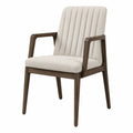 Wooden Dining Chair with Upholstered Fabric Cushion - Beige