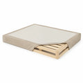 Wooden Bed Frame with Linen Fabric Cover Beige 200x160 cm