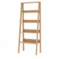 5-Tier Oak Wood Ladder Bookshelf