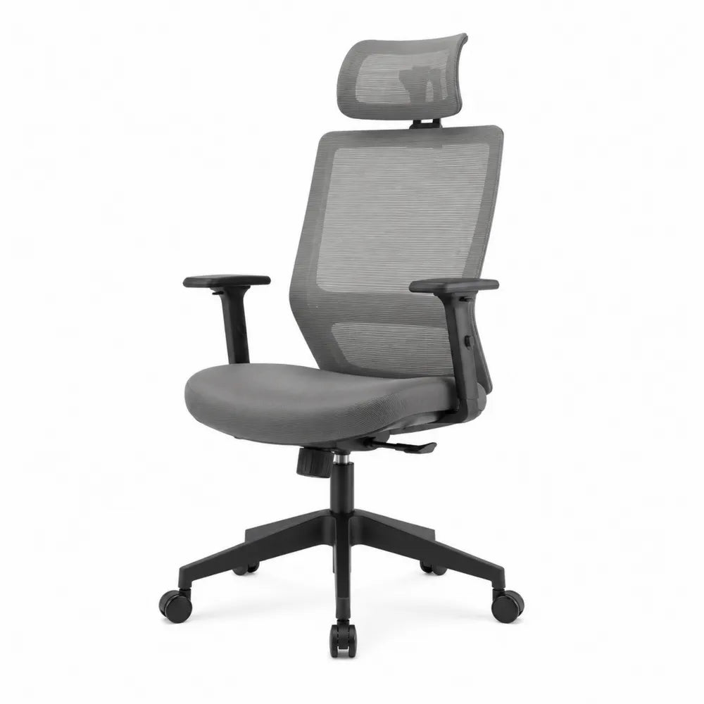 Mesh Ergonomic Office Chair with Adjustable Headrest Gray