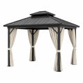 Steel and Polyester Outdoor Gazebo 3x4m Beige/Black