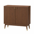 Wood Sideboard Cabinet with Gold Accents 90x80x40cm