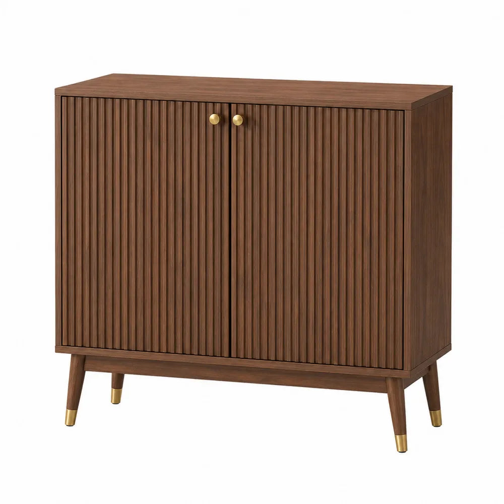 Wood Sideboard Cabinet with Gold Accents 90x80x40cm