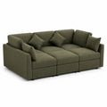 3-Seater Modular Sofa Set Polyester Olive Green