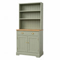Green MDF Sideboard and Hutch Set with Oak Top 180cm x 90cm x 45cm