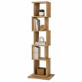 5-Tier Wood S-Shaped Bookcase Display Shelf Unit Natural