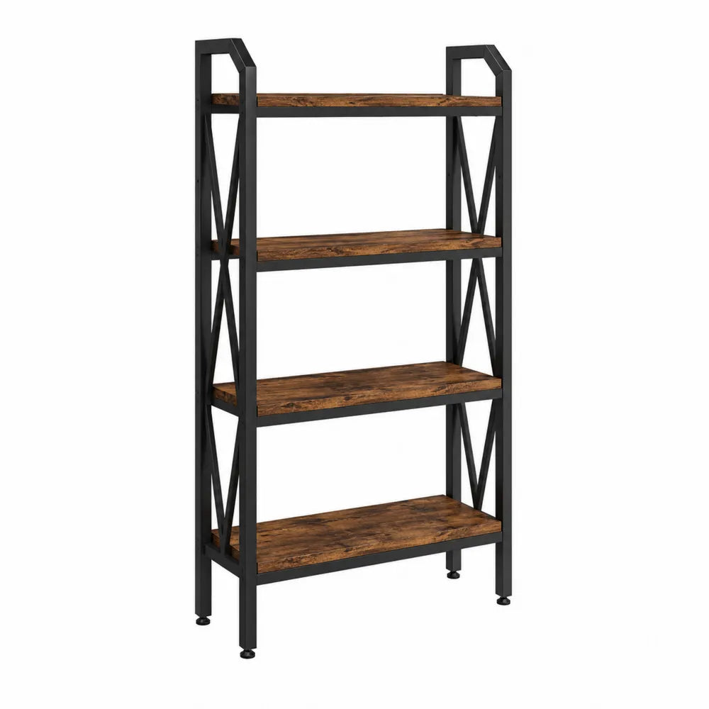 4-Tier Metal Frame Bookshelf with MDF Shelves