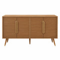 Wood Sideboard Storage Cabinet with Ribbed Doors 152x45x81 cm
