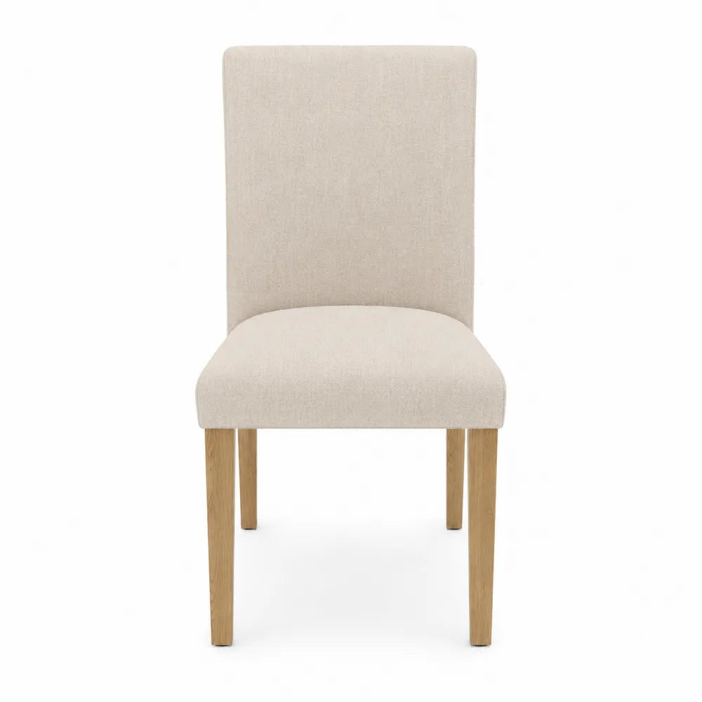 Dining Chair Upholstered Fabric Beige Solid Wood Legs 95cm High