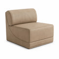 Armless Sectional Chair Faux Leather Beige 76cm x 76cm x 71cm