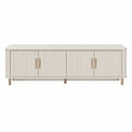Rectangular Wood TV Stand with Cabinet Doors Ivory 200cm