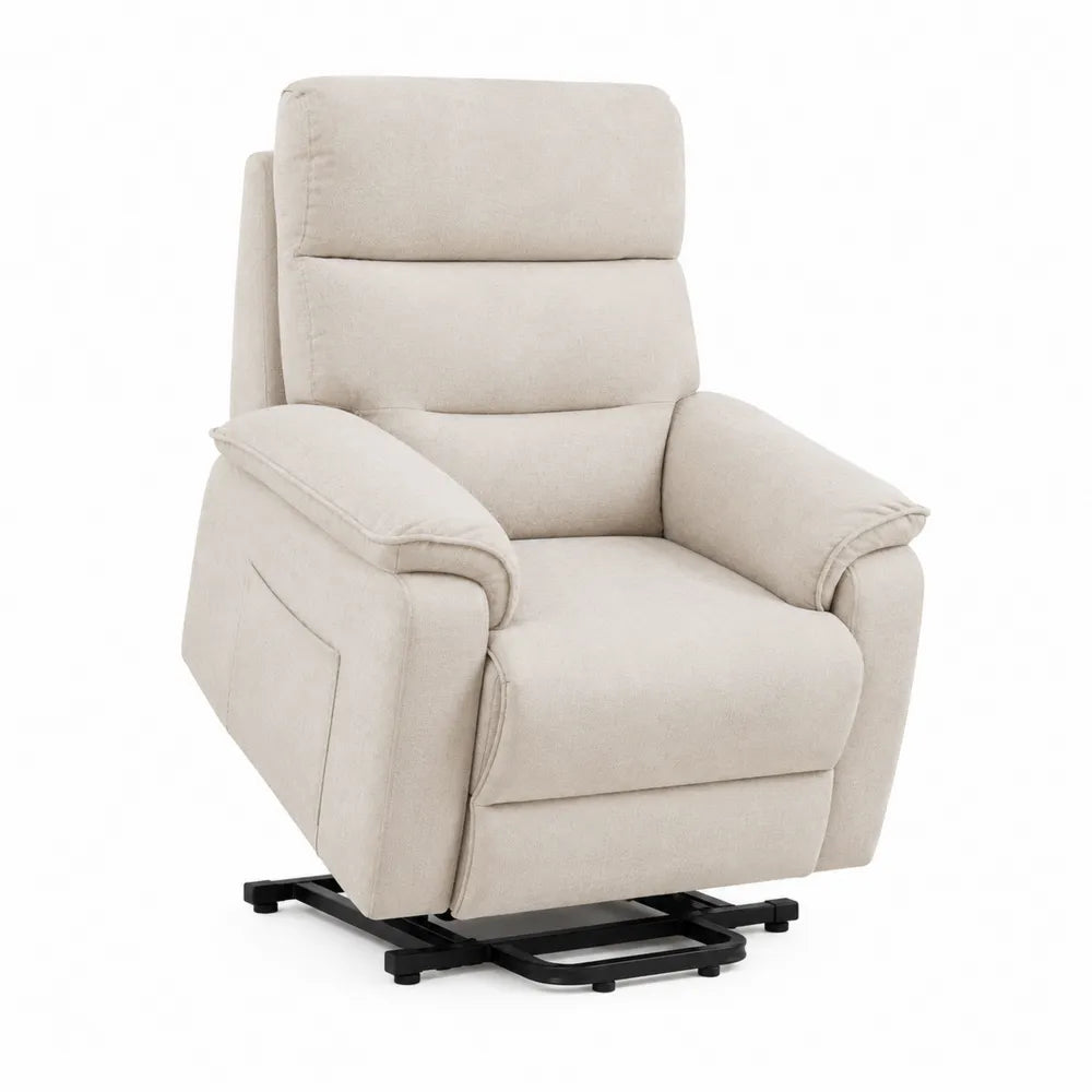 Beige Polyester Recliner Chair with Metal Base