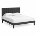 Queen Upholstered Platform Bed Charcoal Fabric