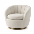 Cream Swivel Barrel Chair with Polyester Fabric and Metal Base 75cm