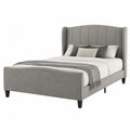 Gray Linen Upholstered Wingback King Size Bed