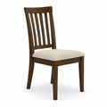 Wood Dining Chair with Upholstered Seat Brown/Beige 17.7x21.7x35.4 inches