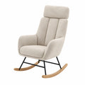 Beige Fabric Rocking Chair with Metal and Wood Frame 102cm Height